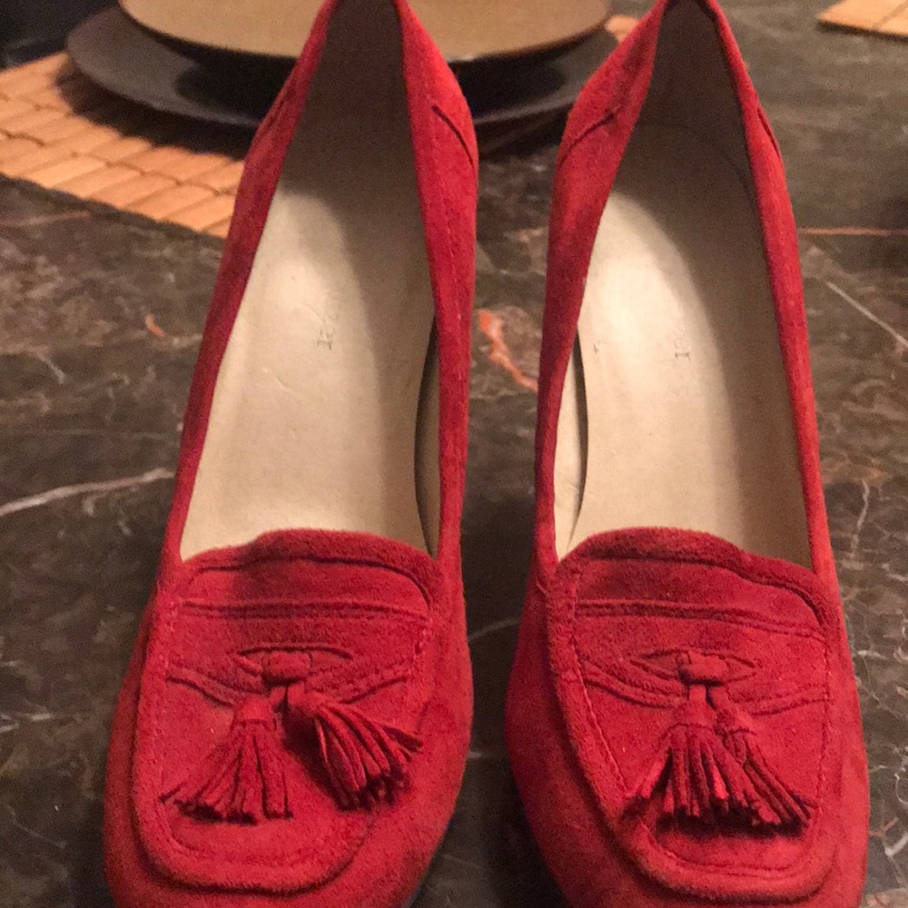Red suede shoe